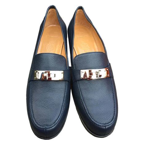hermes blue loafers